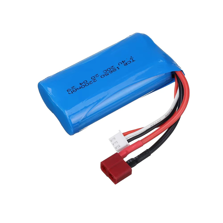 Wltoys Ersatz Akku mit Ladegerät für RC Autos 7,4V 2200mAh mit T-Stecker in Blau - Bild 2