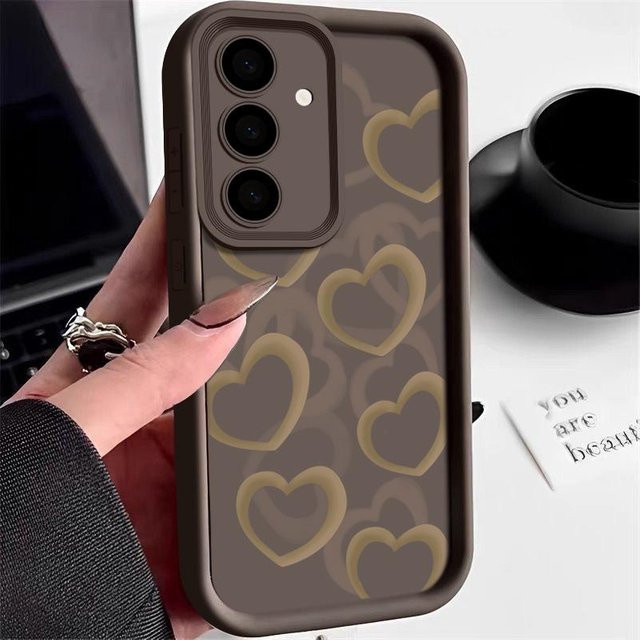Capa Bubble Love Hearts Schutzhülle für Samsung Galaxy S25 S24 S23 S22 S21 S20 Plus FE A15 A16 A25 A26 A34 A35 A36 A54 A55 A56 5G in Braun - Bild 1