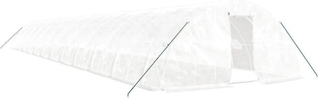 vidaXL Gewächshaus mit Stahlrahmen in Weiß mit PE-Abdeckung und aufrollbarer Tür sowie Netzfenstern B: 24 m, T: 5 m, H: 2,3 m - Bild 1