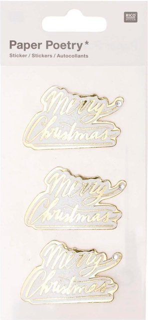 Rico Design Paper Poetry 3D-Sticker Merry Christmas in Gold, 3 Stück - Bild 1
