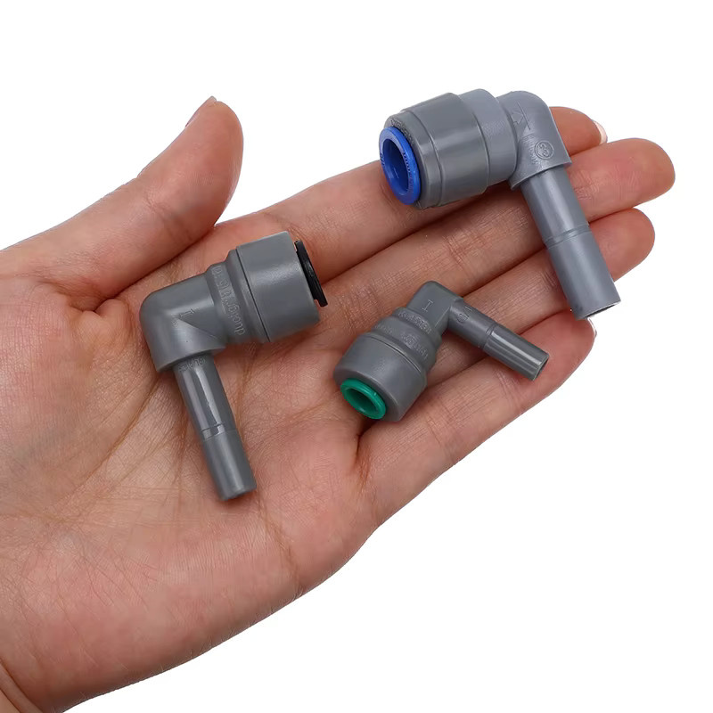 JINHF Push-in-Fittings Winkelverbinder aus Kunststoff für Rohre und Schläuche, Stecker-Buchse-Schnellanschluss, Grau - Bild 3
