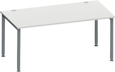 Schäfer Shop Genius Schreibtisch MODENA FLEX mit 4-Fuß-Rundrohr, B: 160 cm, T: 80 cm, lichtgrau/anthrazit - Bild 1