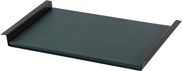 Minimalistisches Aufbewahrungstablett aus Leder in Dunkelgrün und Grau, rechteckig, B: 30,5 cm, T: 30,5 cm, H: 4,0 cm - Bild 1