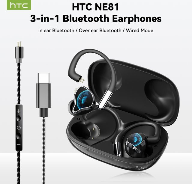 HTC NE81 TWS Kabellose Bluetooth 6.0 Ohrhörer mit HiFi Stereo und Mikrofon in Schwarz - Bild 1