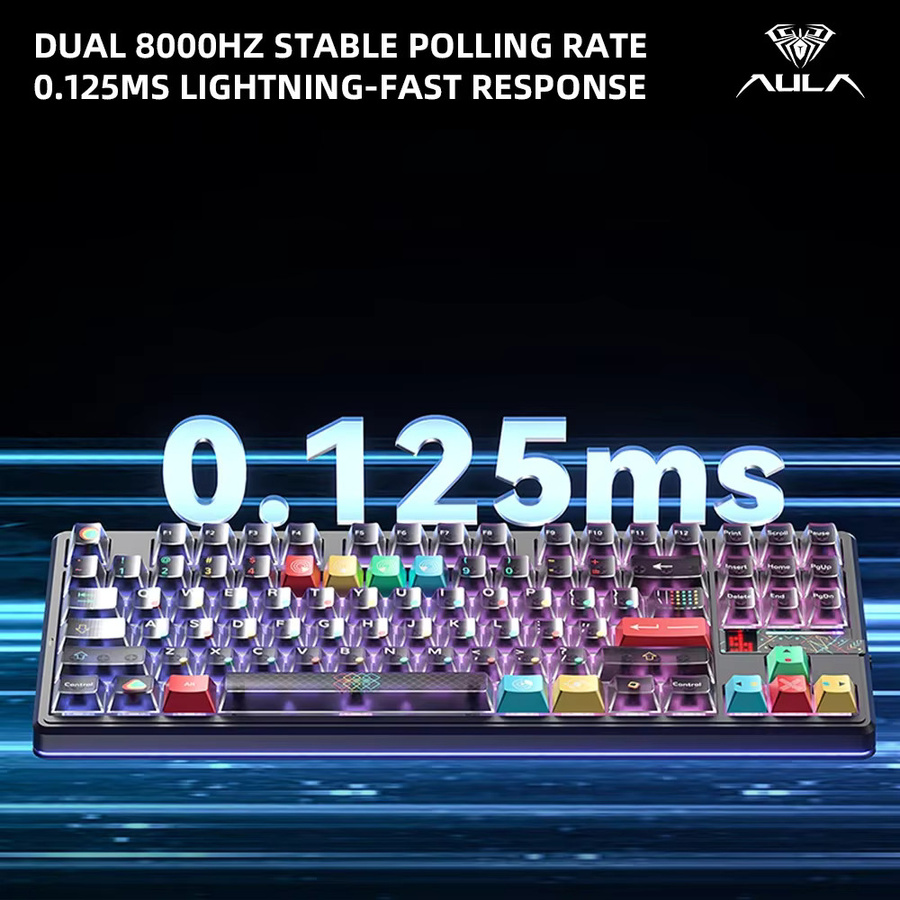 AULA F87 Pro V2 Gaming Mechanische Tastatur in Weiß mit RGB, Hot-Swap und Bluetooth/2.4G/USB-Verbindung - Bild 2