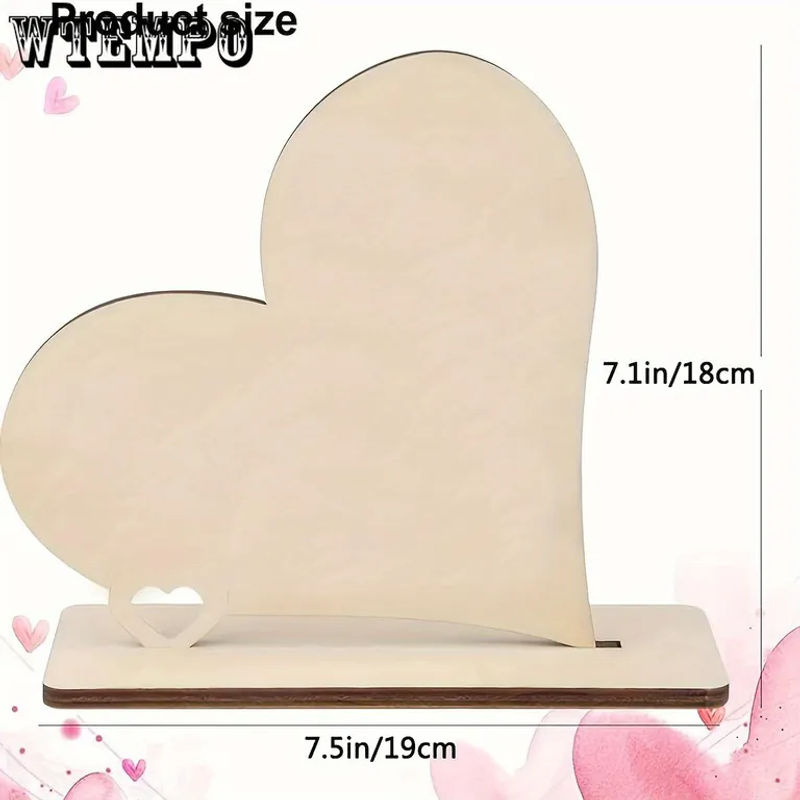 WTEMPO DIY Herzschild aus Holz Set mit 2 Herz-Ornaments und 12 Watercolor Pens in Braun und Beige - Bild 2