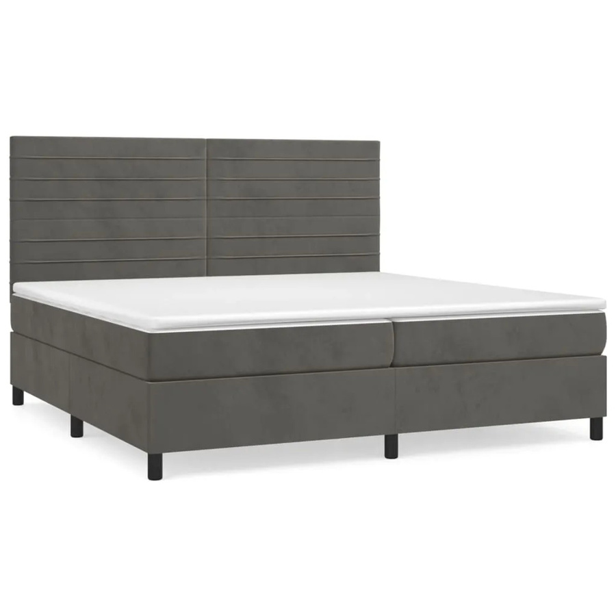 vidaXL Boxspringbett mit Matratze in Dunkelgrau aus Samt, Hybrid-Design mit Taschenfederkern, B/T: 200 x 200 cm - Bild 2
