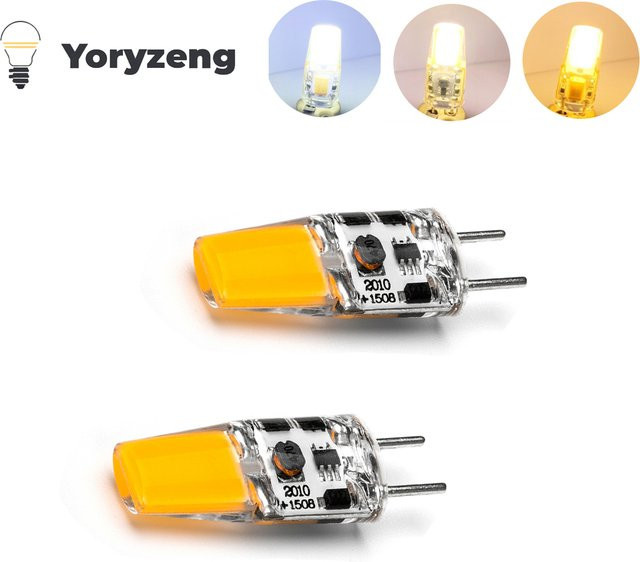 YORYZENG 2er Set Mini LED Glühbirnen GY6.35 aus Silikon-Kristall, 5W, 12V AC/DC, Warmweiß, Ersatz für 50W Halogenlampen für Kronleuchter, Transparent - Bild 1