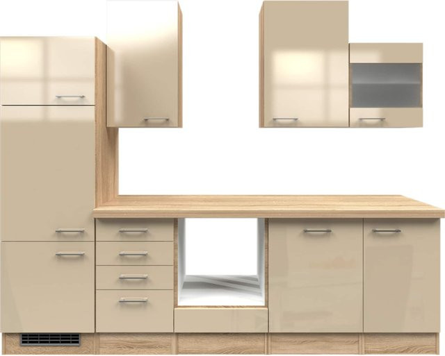 Flex-Well Küchenzeile ohne Elektrogeräte in Beige, Breite: 280 cm - Bild 1