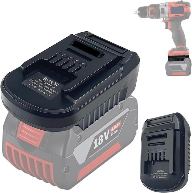 Bosch Batterieadapter für 18V GBA Li-Ionen-Akkus, schwarzer Konverter für E-Inhell 18V Lithium-Akku-Elektrowerkzeuge und Bohrmaschinen - Bild 1