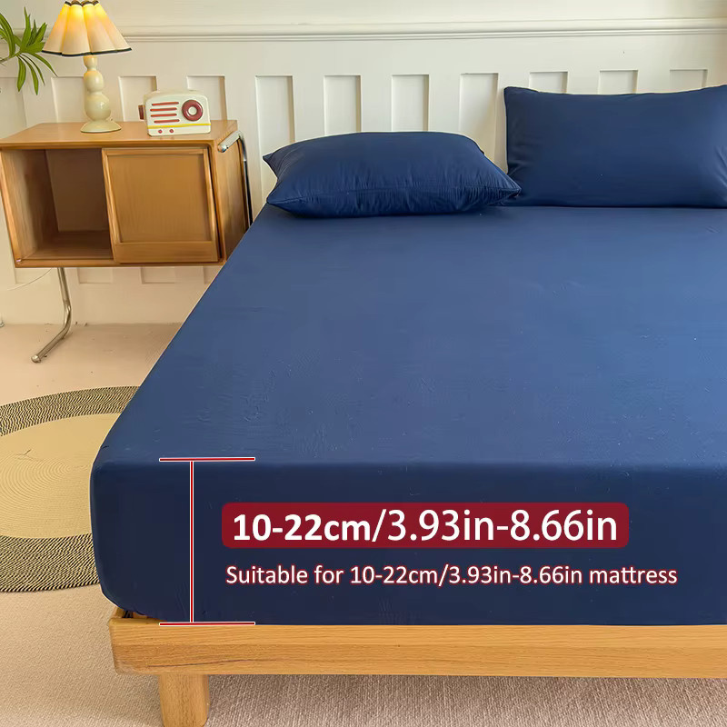 Spannbettlaken aus 100 % Baumwolle mit elastischem Band, einfarbig, B/T: 90 x 200 cm - Bild 1