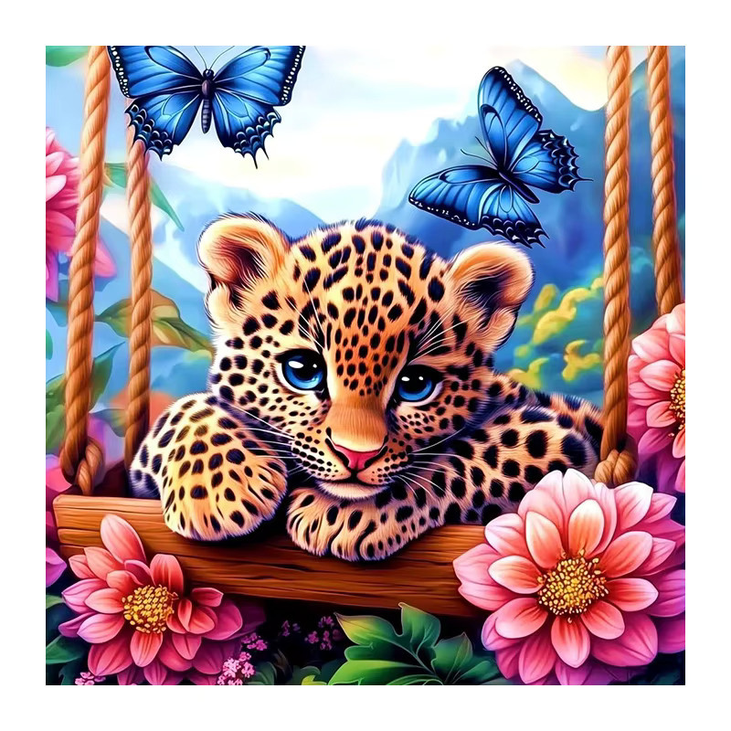 Huacan Diamantgemälde Leopard und Schmetterling als Diamantmosaik Set in Multicolour - Bild 4