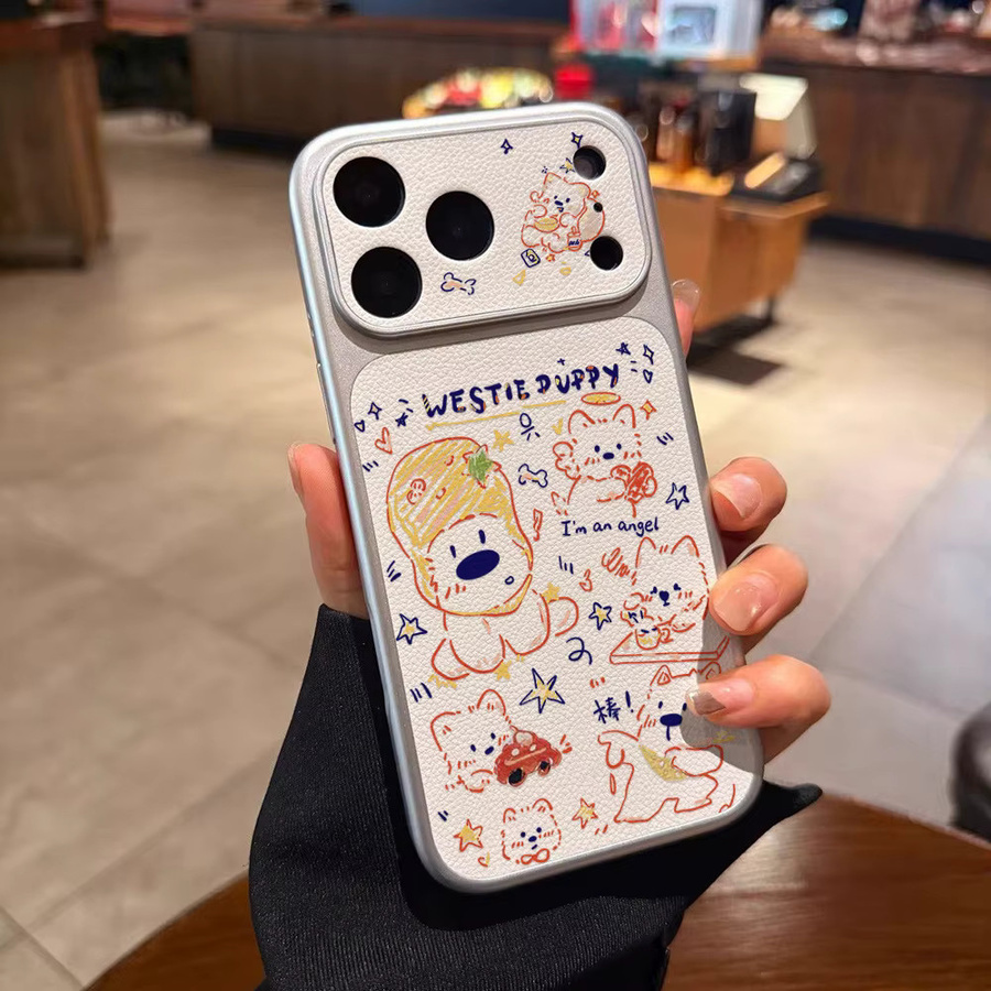 AKABEILA Handyhülle mit Welpen-Graffiti-Design und Lanyard für iPhone, stoßfeste Silikon-Lederhülle, Mehrfarbig - Bild 4