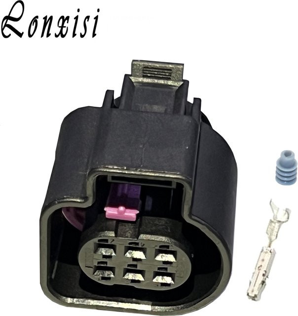 Lonxisi 6-poliger wasserdichter LSU 4.9 Breitband-Sauerstoffsensor-Stecker in Schwarz für VW und Audi, Drosselklappenstecker 1928404669 4H0973713 - Bild 1