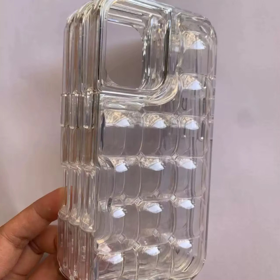 QianYueRui Ice Cube Handyhülle für iPhone 17 Pro Max bis iPhone 11, 3D Transparent, 2-in-1 Anti Fall Schutzhülle - Bild 2