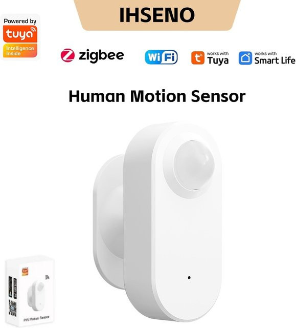 Tuya WiFi PIR Bewegungsmelder mit 360 Grad Drehbarkeit, kompatibel mit Smart Life App, Alexa und Google Home, in Schwarz oder Weiß - Bild 1