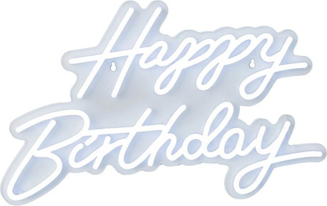 Relaxdays LED Happy Birthday Schild aus Acryl in Transparent mit Kaltweißem Licht und USB Anschluss, B/H/T: 28 x 40 x 1 cm - Bild 1