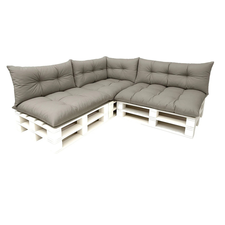 Setgarden 7er Palettensofa Kissen-Set für Outdoor in Grau, bestehend aus 1 Sitzkissen (Breite: 120 cm, Tiefe: 80 cm) und 1 Rückenkissen (Breite: 120 cm, Höhe: 40 cm) - Bild 2
