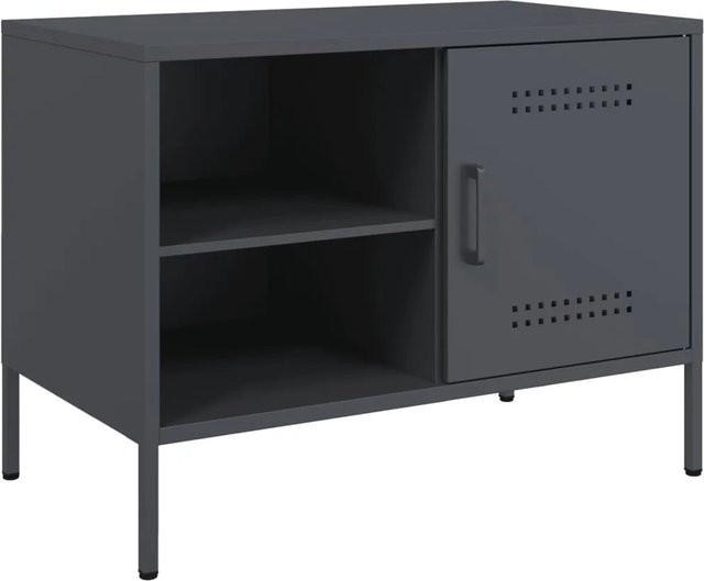 vidaXL TV-Schrank aus Stahl in Anthrazit im Industrie-Stil, B/T/H: 68 x 39 x 50,5 cm - Bild 1