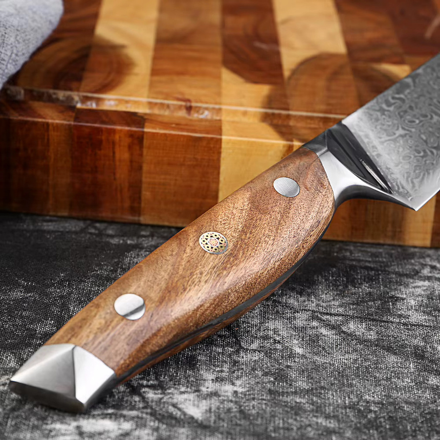 Xituo Damaskus Kochmesser aus 67-lagigem Stahl mit Olivenholzgriff in Braun, 12,7 cm - Bild 4