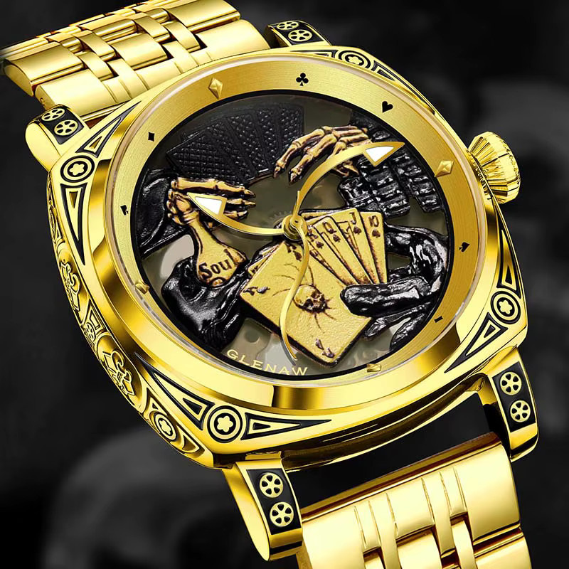 GLENAW Armbanduhr, Automatik, Edelstahl, Herren, Gold, Leuchtzeiger - Bild 3