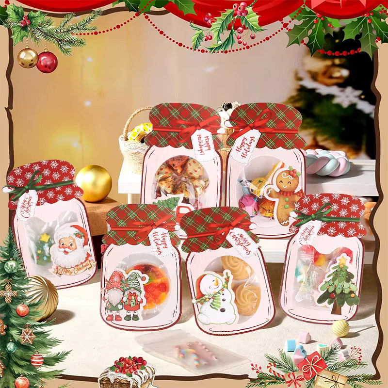ZQNYCY Weihnachtliche Einmachglas Geschenkkarte mit Süßigkeiten Tasche für Party und Kinder, Mehrfarbig, Papier - Bild 5