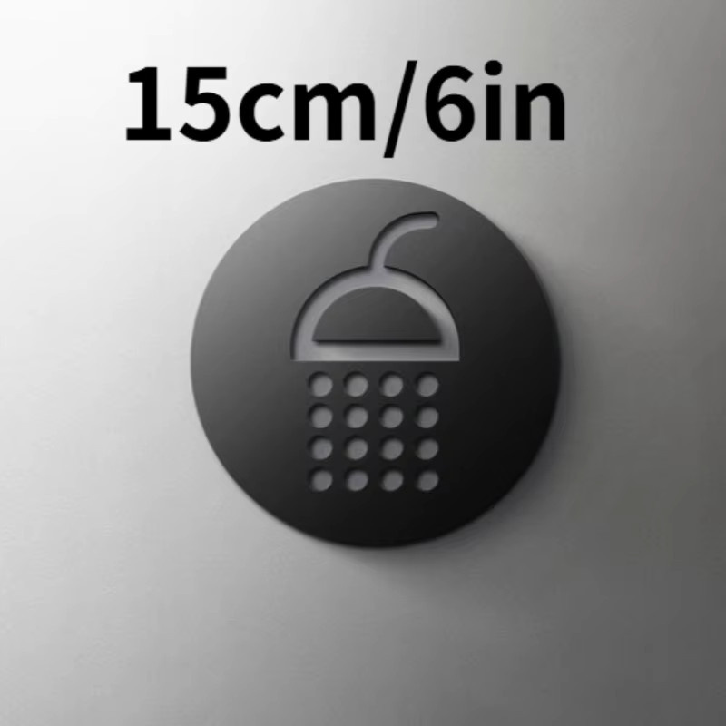 CIFBUY 3D-Acryl-Schild für Dusche und Badezimmer, rund, schwarz, selbstklebend - Bild 2