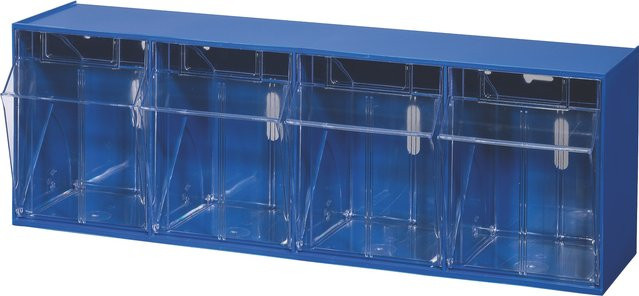 BRB Klappkasten Gehäuse mit 4 transparenten Klarsichtboxen in Blau - Bild 1