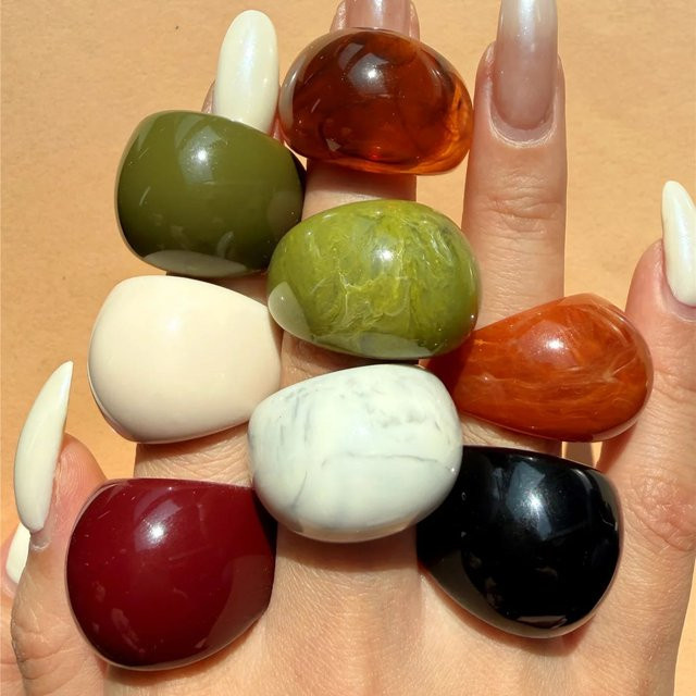 HuanZhi Ringset, Harz, Bunt, Damen - Bild 1