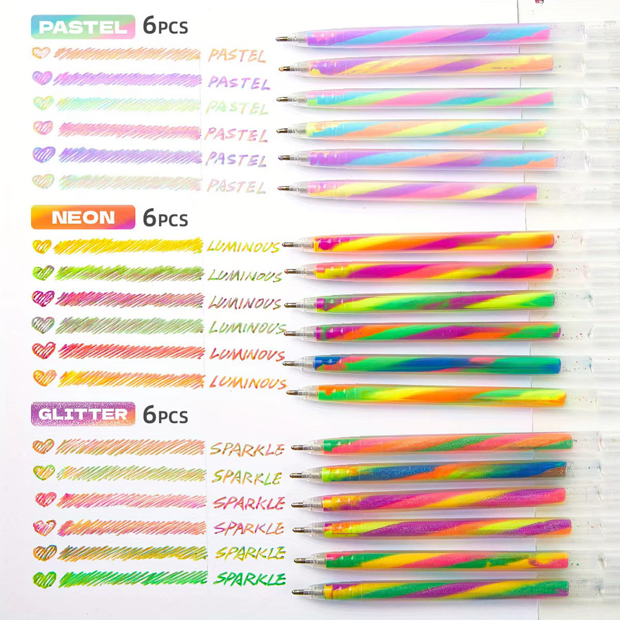 6er Set Glitzer-Pastell-Werkzeug in Multicolour für Grußkarten und Bastelarbeiten mit 1,2 mm Stärke - Bild 3