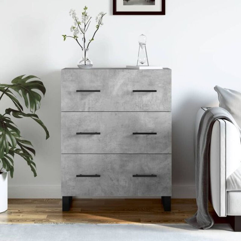 Modernes Sideboard Vidaxl in Grau aus Holzwerkstoff und Metall, B/T/H: 69,5 x 34 x 90 cm - Bild 1