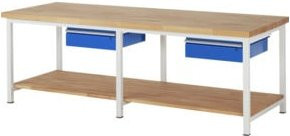 Rau Werkbank 8001A7 höhenverstellbar mit 2 Schubladen, Multicolor, B: 250 cm, T: 90 cm, H: 84-104 cm - Bild 1