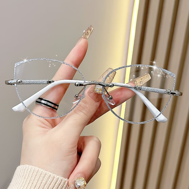 Oyalie Lesebrille, randlos, Cat-Eye, Metall, silber - Bild 1