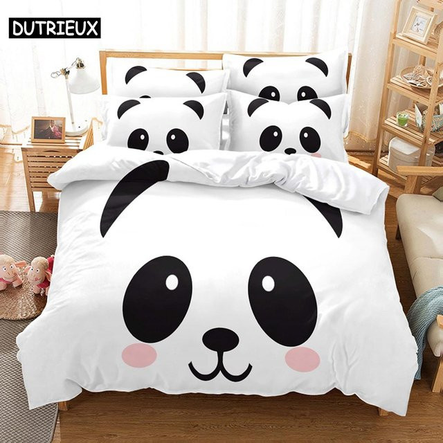Binchi Outdoor Product 3D Panda Bettwäscheset aus Mikrofaser in Weiß, B/H: 140 x 210 cm - Bild 1