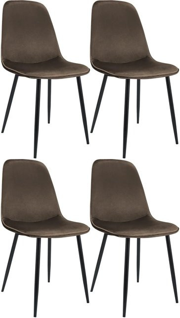 4er Set Esszimmerstühle DELUKE RAZON aus Samt in Braun, B/T/H: 45 x 54 x 88 cm - Bild 1