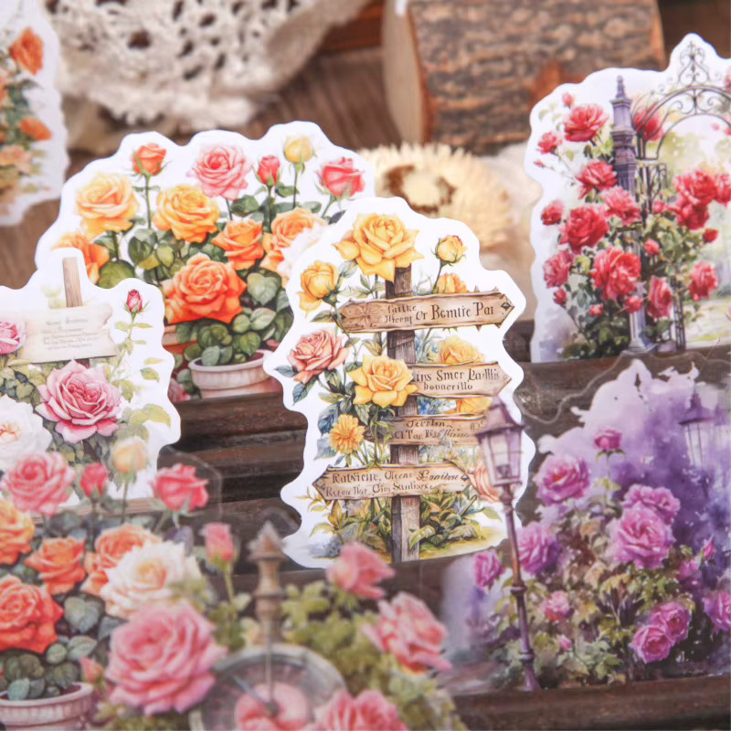 20 Stück Bunte Rosen-Aufkleber im Retro-Stil für Scrapbooking und DIY-Projekte, Multicolour - Bild 3