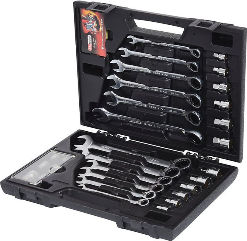 KS TOOLS GEARplus RINGSTOP Ratschenringmaulschlüssel-Satz, 30-teilig, Silber, Chrome Vanadium mit Adapter - Bild 2