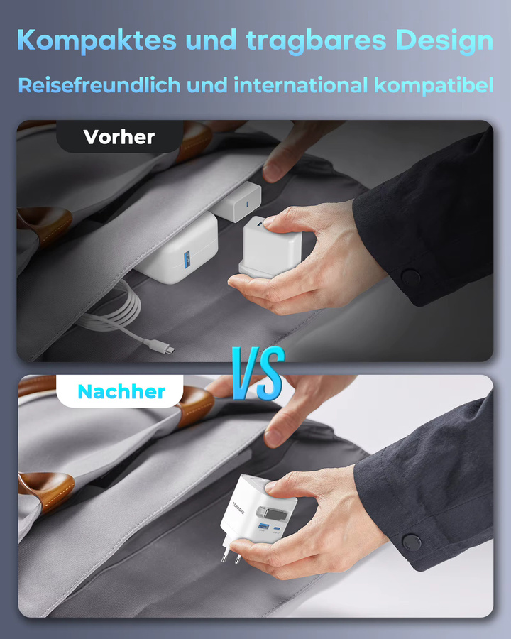 TOPADRE 65W Kabelloses Ladegerät in Weiß: Faltbares Schnellladegerät für Apple Watch, iPhone, iPad und MacBook - Bild 4