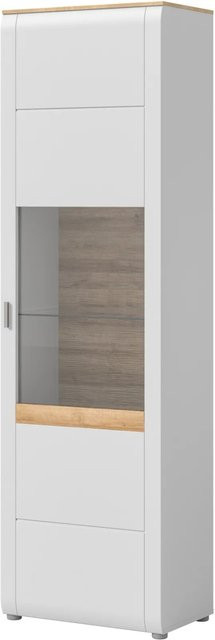 Inn.Furn Vitrine Darell in Grau und Eiche mit Glastüren und Soft-Close-Funktion, B: 61 cm, H: 202 cm, T: 37 cm - Bild 1