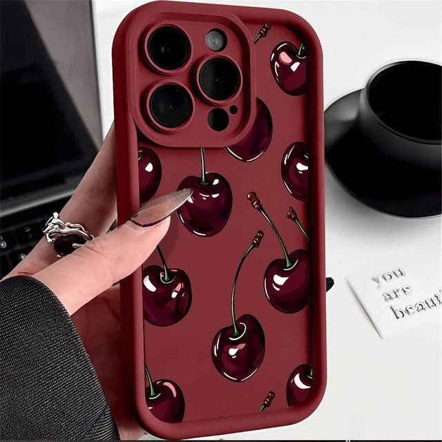 Stoßfeste Handyhülle Luxus Dunkelkirsche für Apple iPhone in Rot - Bild 1