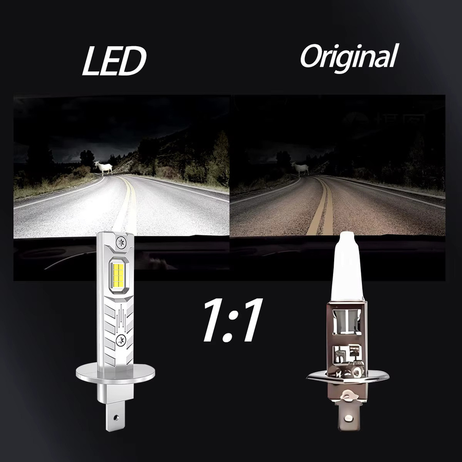 H1 LED Autoscheinwerfer und Nebelleuchten Set in Silber, 1:1 Halogen-Größe, Plug & Play, 12V 3570 LED für deine Fahrzeugbeleuchtung - Bild 3