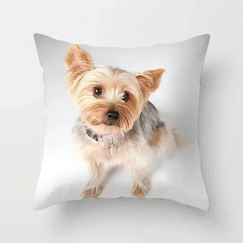 VIKAMA Yorkshire Terrier Kissenbezug mit niedlichem Haustier-Druck, quadratisch, abnehmbar und waschbar, Breite: 30 cm, Höhe: 30 cm - Bild 2