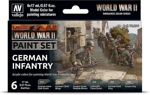 Vallejo Deutsche Infanterie WWII, Farb-Set, 6 x 17ml - Bild 1