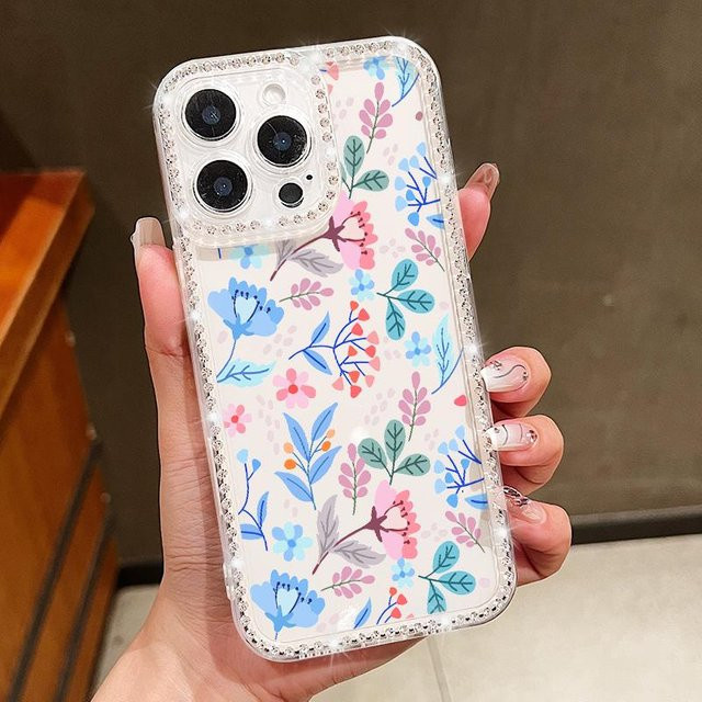 Transparente iPhone Handyhülle mit floralem Blumenmuster aus weichem TPU für Apple iPhone 16 15 14 13 12 Pro Max Plus und 11 - Bild 1
