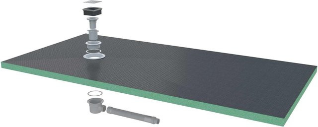 AICA Duschwanne aus XPS mit Ablaufgarnitur und Ablaufschlauch, Farbe: Grau/Schwarz, B/T/H: 180 x 90 x 4 cm - Bild 1