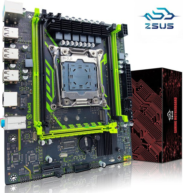 ZSUS X99 Gaming Motherboard in Schwarz mit Dual Channel DDR4 Unterstützung, PCIEx16 und M.2 NVME für Desktop-Computer, LGA2011-3 - Bild 1