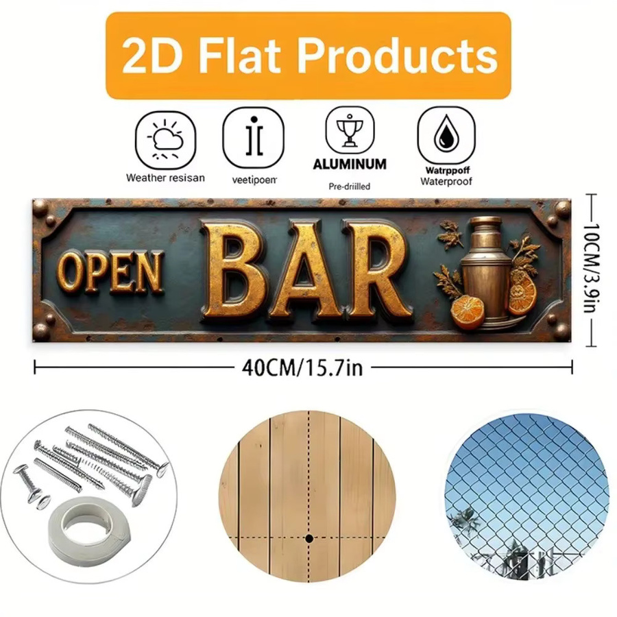 CIFBUY Retro-Metallschild in Grün als nostalgische Wanddekoration für Café und Restaurant, rechteckig mit vorgebohrten Löchern, B/H: 40,0 x 10,0 cm - Bild 3