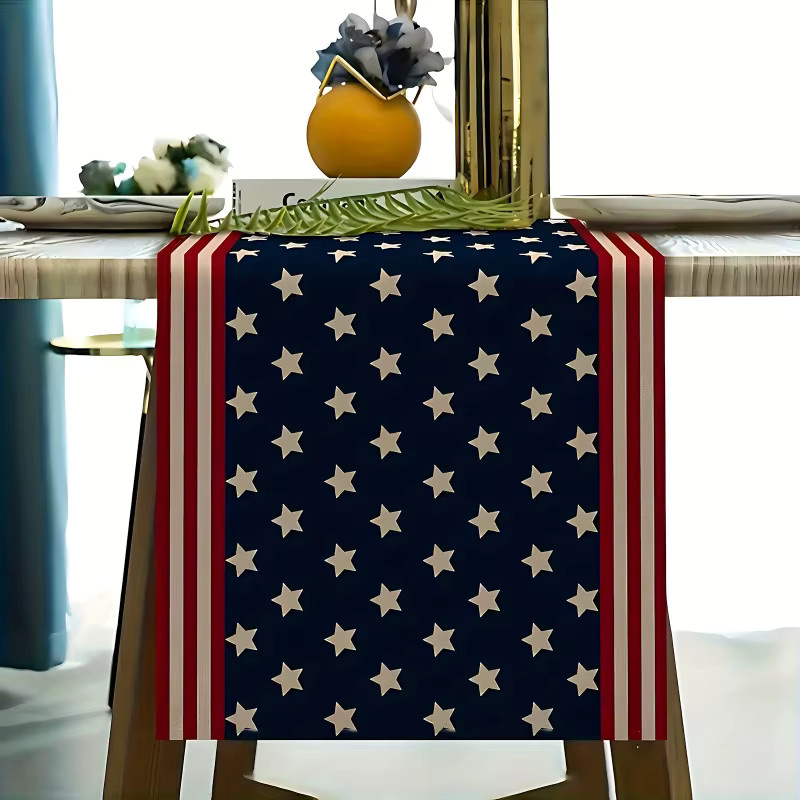 VIKAMA Tischläufer mit Sternen Design für Unabhängigkeitstag und Memorial Day, Mehrfarbig, B: 90 cm, T: 33 cm - Bild 2