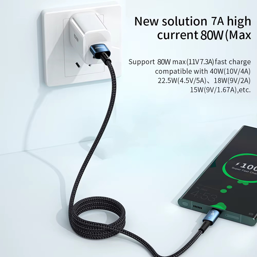 Essager 7A USB Typ C Schnellladekabel 100W Datenkabel in Schwarz - Bild 4