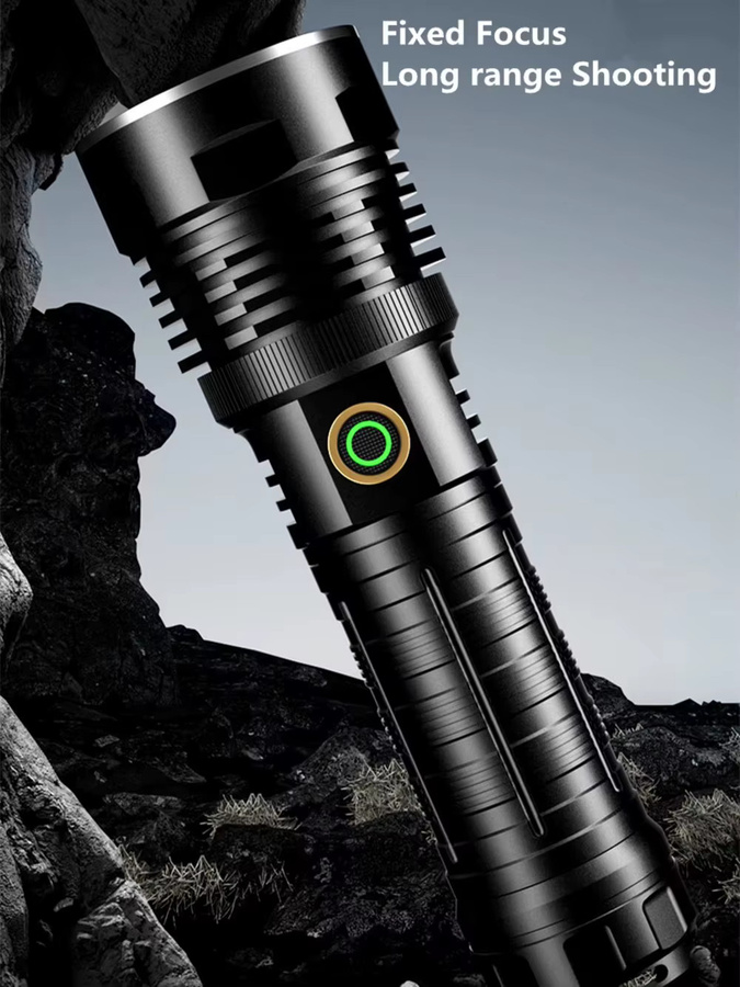 Wasserdichte taktische LED-Taschenlampe aus Aluminium in Schwarz, USB wiederaufladbar für Outdoor und Camping - Bild 6